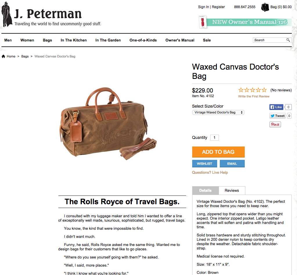Waxed Canvas Doctor s Bag The J. Peterman Company