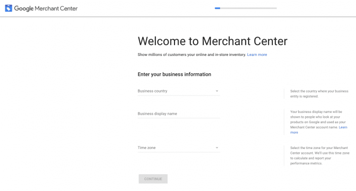 Registro en el Centro de comerciantes de Google