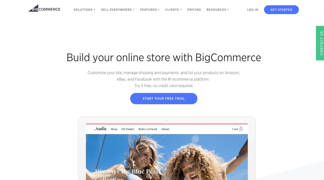 Página de inicio de BigCommerce