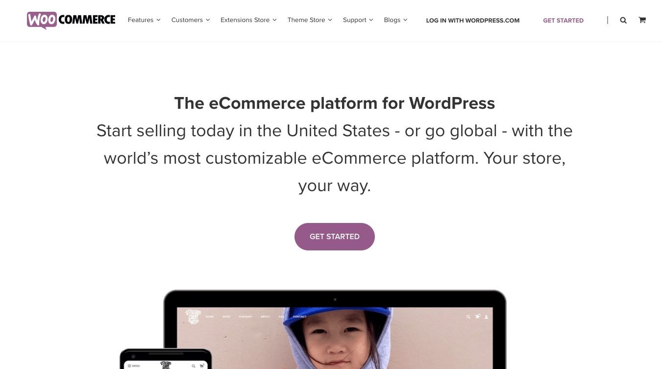 Page d'accueil WooCommerce 2018