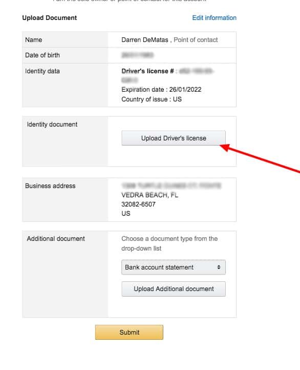 Amazon Seller Identity Verification