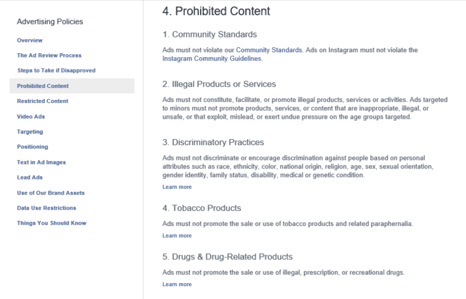 Prohibited Content On FB