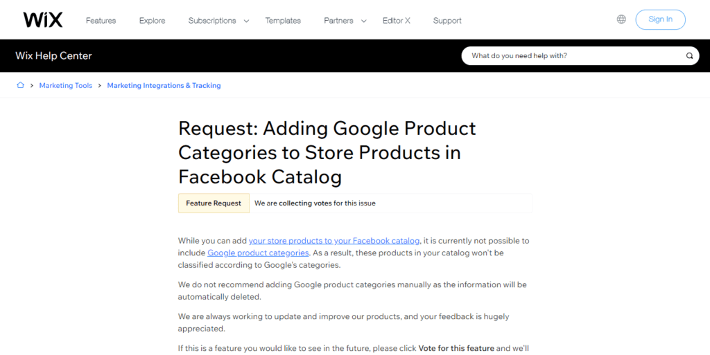 Request Adding Google Product Categories To Store Products In Facebook Catalog Help Center Wix.com