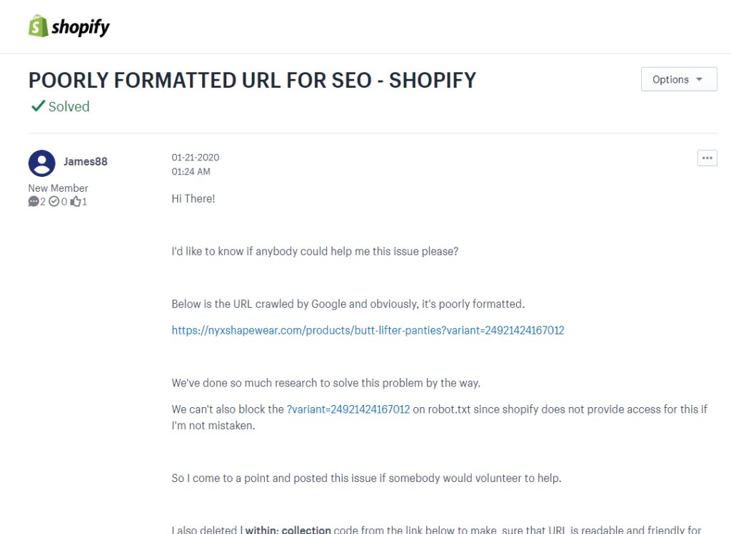Solved Poorly Formatted Url For Seo Shopify Shopify Community