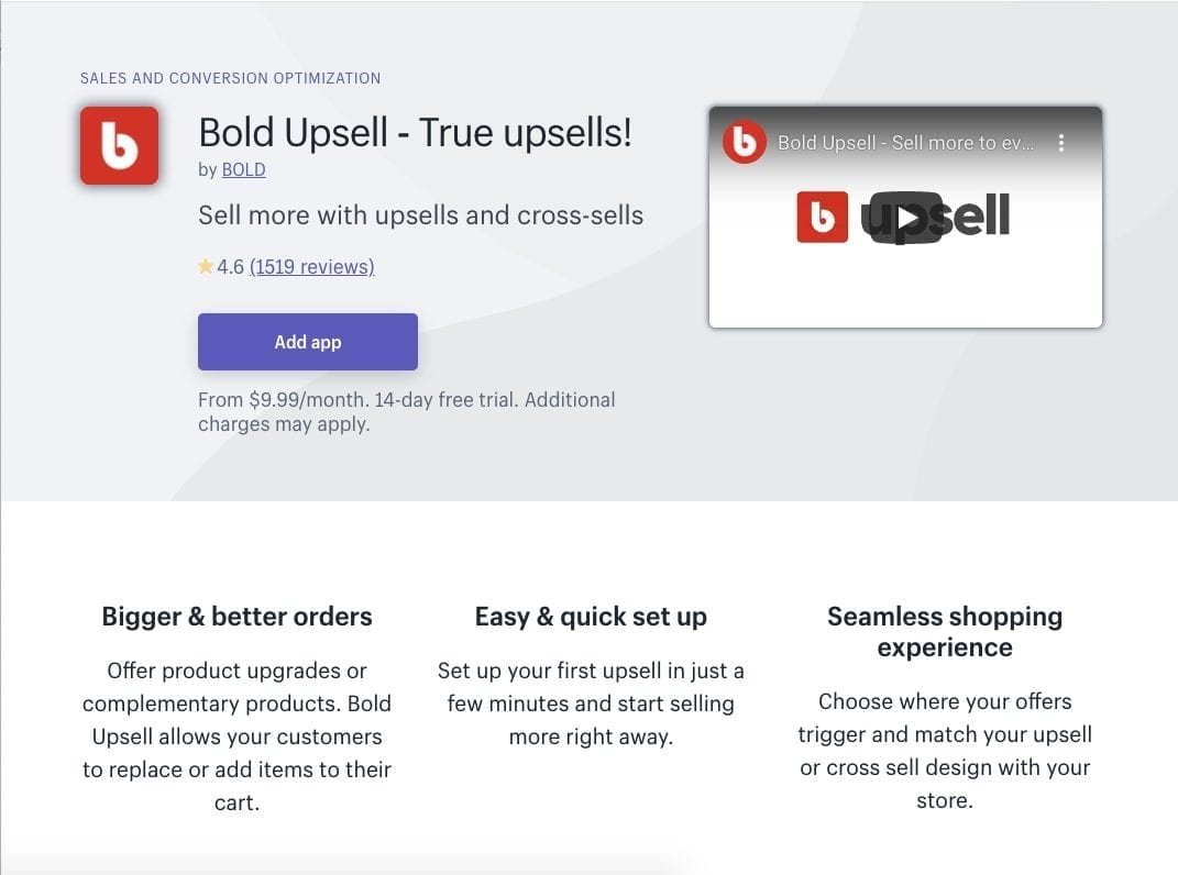 Bold Upsell Shopify App