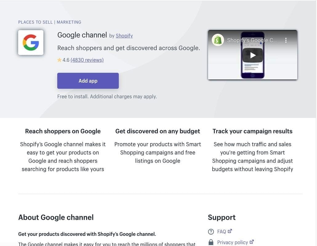Google Channel Shopify App