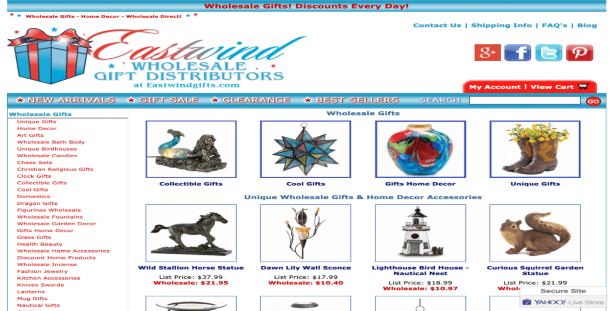 Eastwind Gifts Distributors homepage