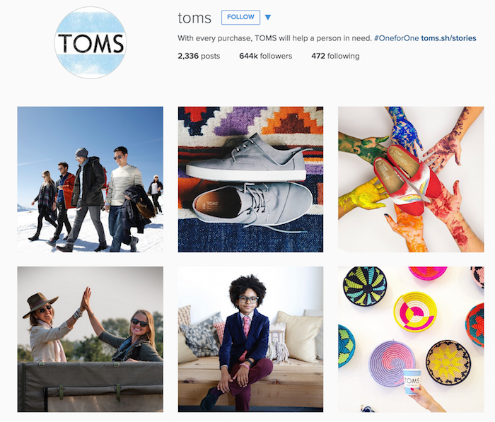 toms instagram page