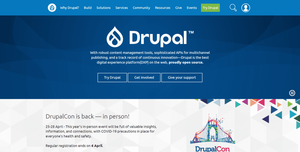 www.drupal.org Captura de pantalla