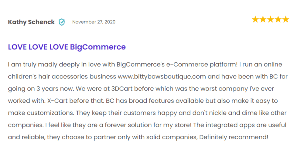 BigCommerce User Review