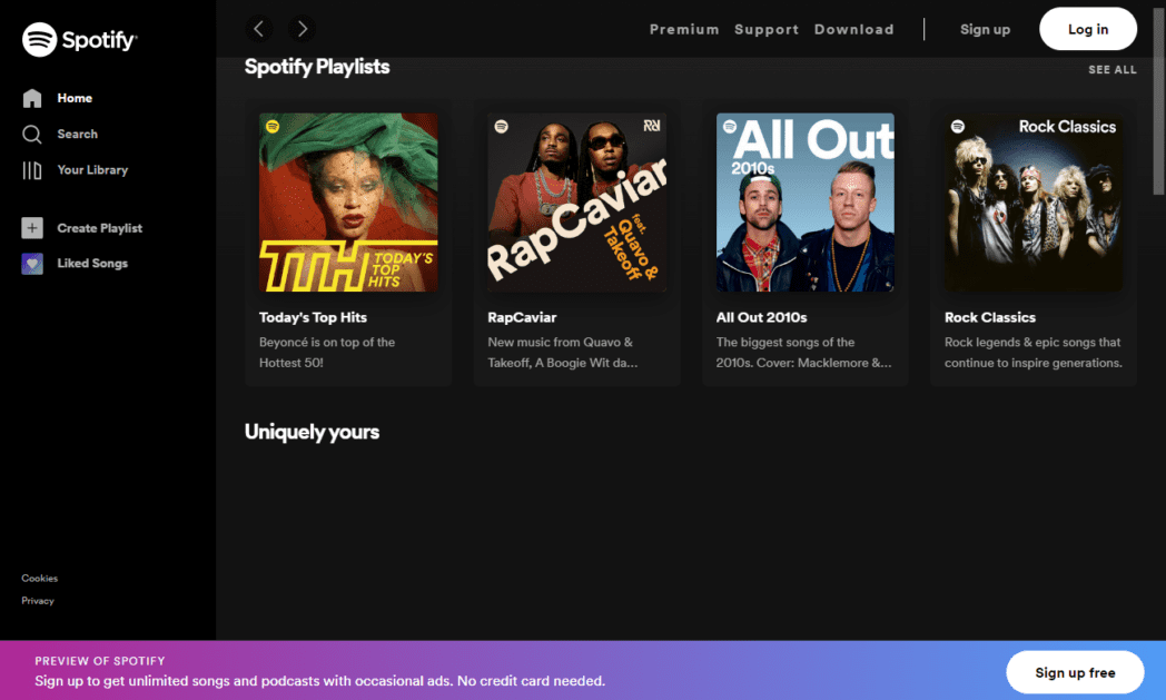 Spotify Homepage