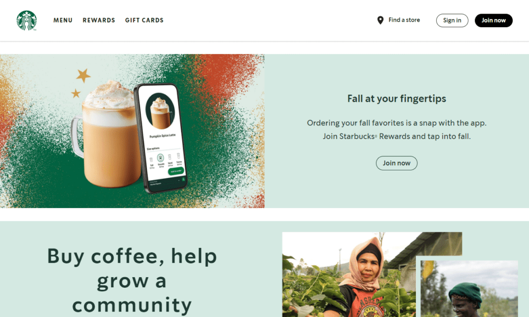 Starbucks Homepage