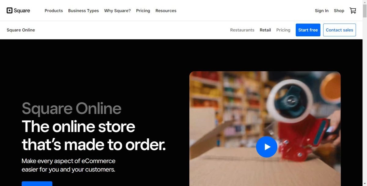 Square Online Store Homepage