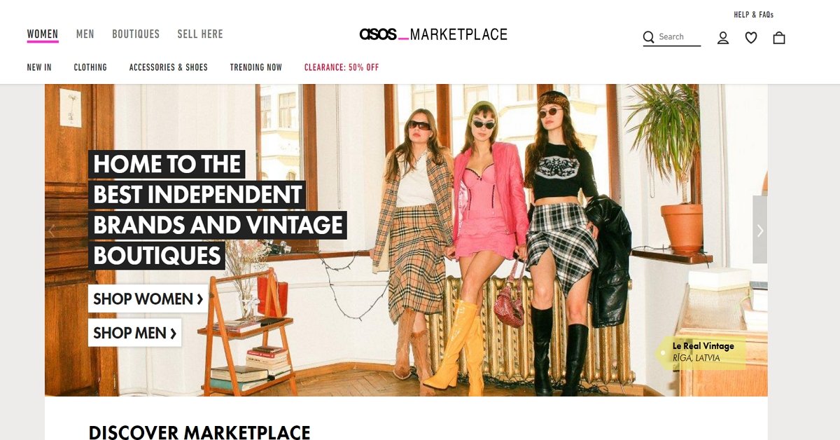 ASOS Marketplace Homepage