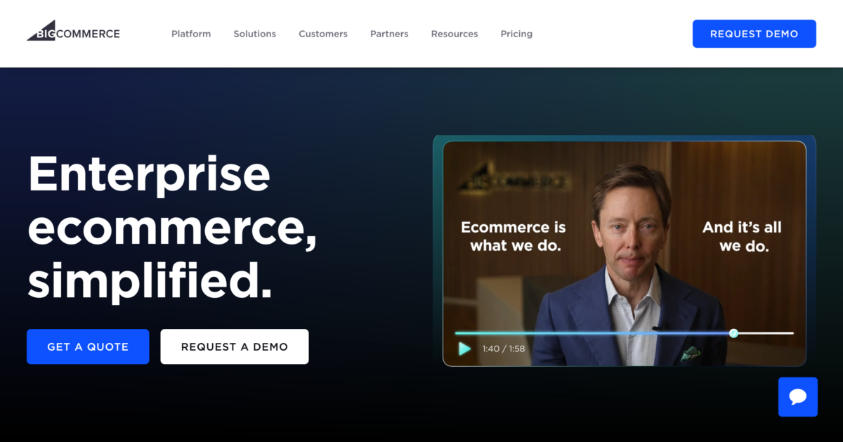 Enterprise ecommerce, simplified. _ BigCommerce Home Page 2024