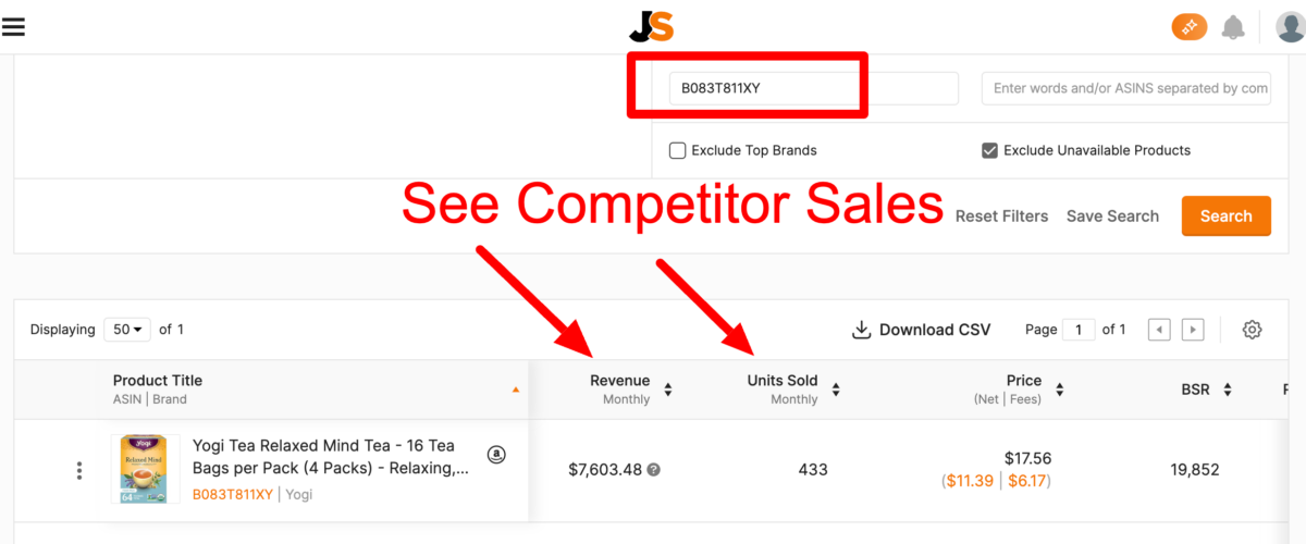 See Competitor Sales With Jungle Scout